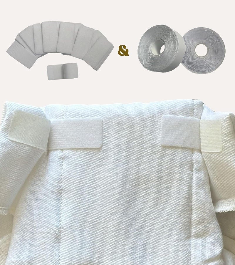 KJ.VOOM Adhesive Cloth Diaper Fasteners – Peel-Stick-Adjust | Replaces Diaper Pins & Snaps | Hook-&-Loop Tabs for Prefolds & Flats | Baby-Safe, Travel-Friendly | (2 Rolls + 100 Sheets) - Image 4